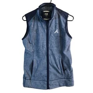 Cutter & Buck Spark Men Jacket Blue Spar Fleece Gillet Vest Atlanta Braves Small